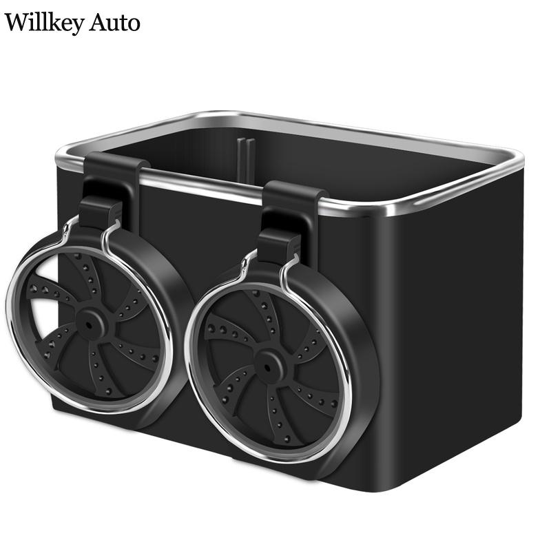 Car Armrest Storage Box Water Cup Holder 6.8x4.5x4.5" PU Leather Car Seat Organizer Multifunction Car Armrest Storage Box