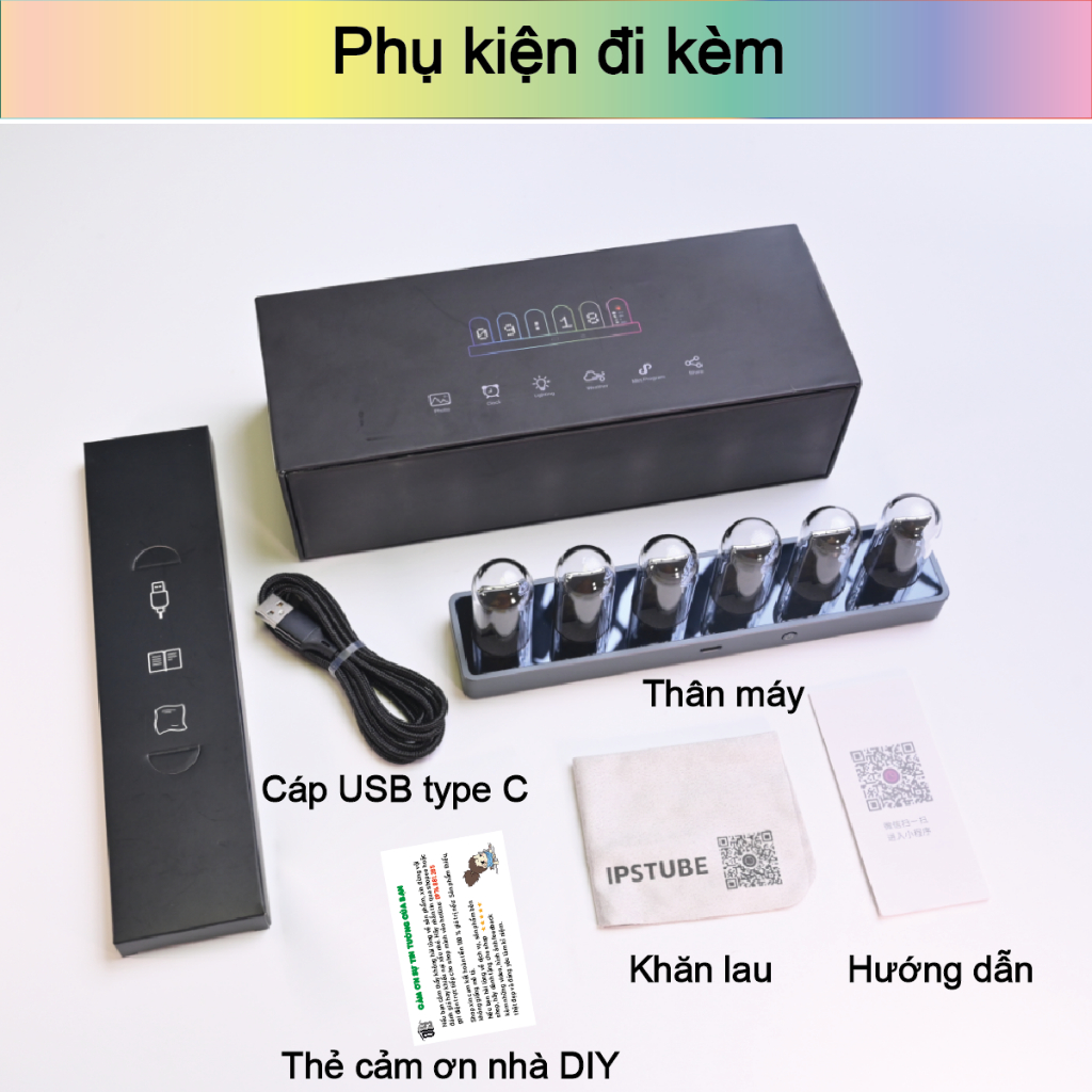 Đồng hồ led để bàn IPS Colorful LED Tube APP ( Phiên bản 2023 )