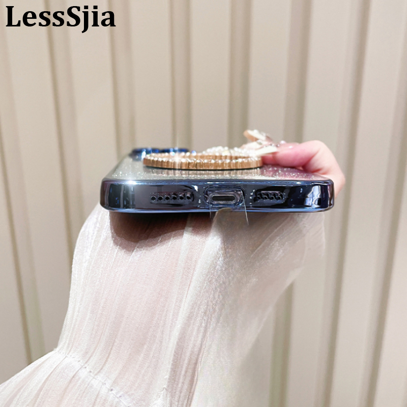 Phone Cover Samsung A26 A36 A56 Back case with Bow Makeup Mirror Luxury Shiny Gradient Clear Plating Glitter Girls Slim For Galaxy A36 A26 A56 Phone cases.