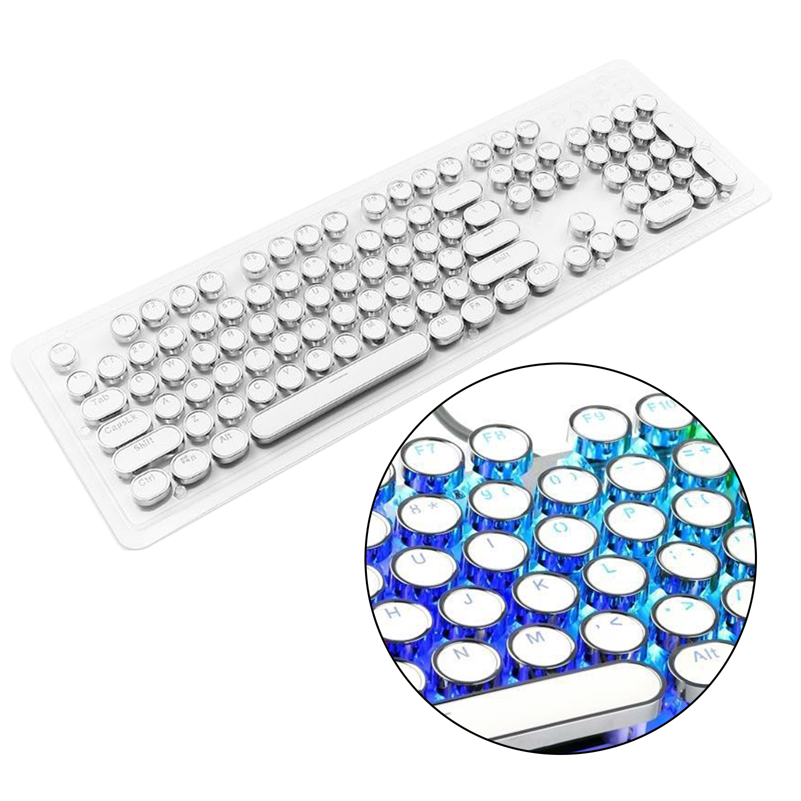 Baoblaze Round Keycaps Double Shot PBT Keycap Set with Translucent Layer Gaming Keyboard Retro Punk Typewriter-Style