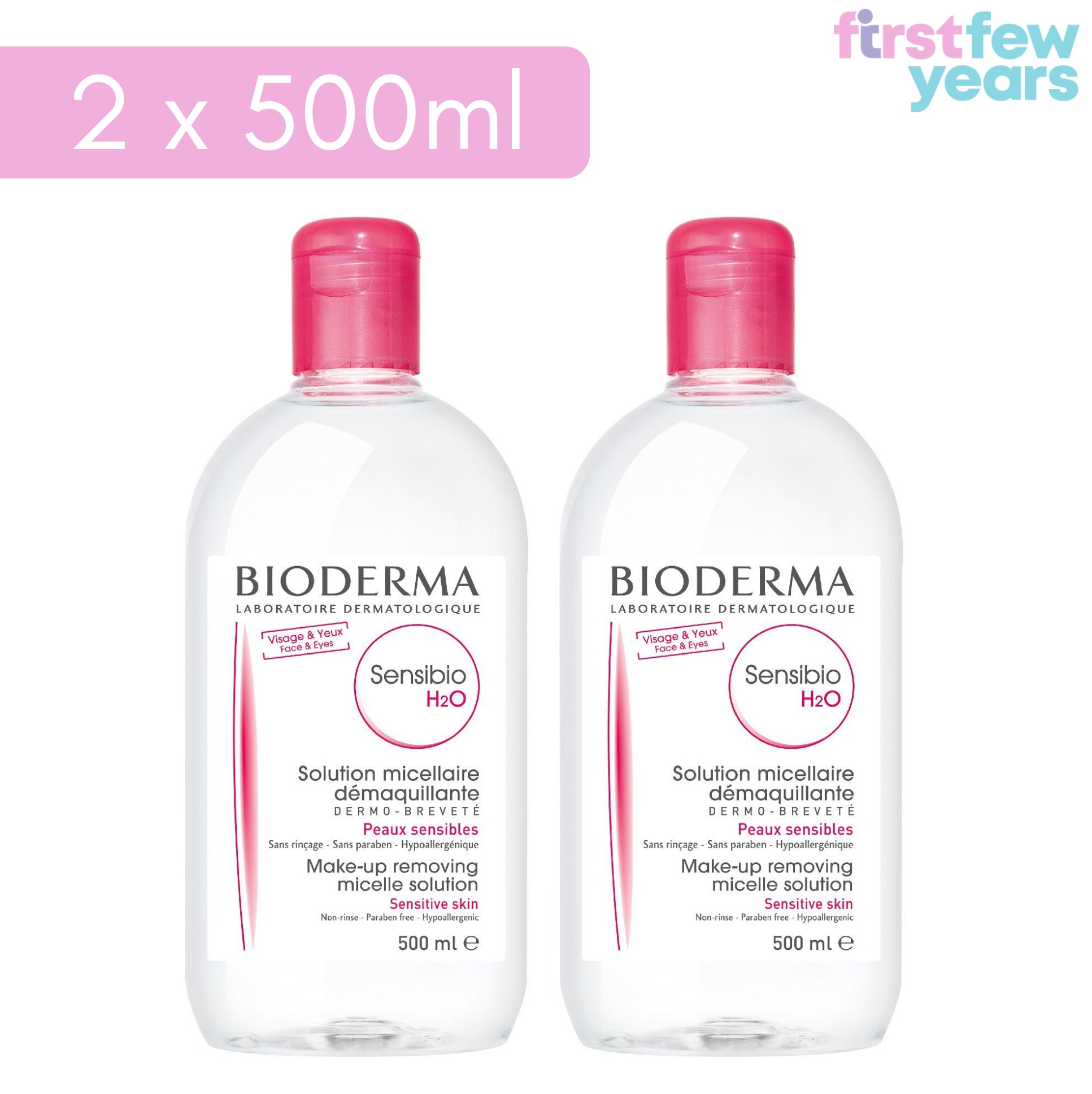 [EXP 02/25]Bioderma Sensibio H2O Micellar Water Makeup Remover 500ml (Twin Pack) [Beauty Skincare - Best selling Make-up Remover/Cleansing Water]