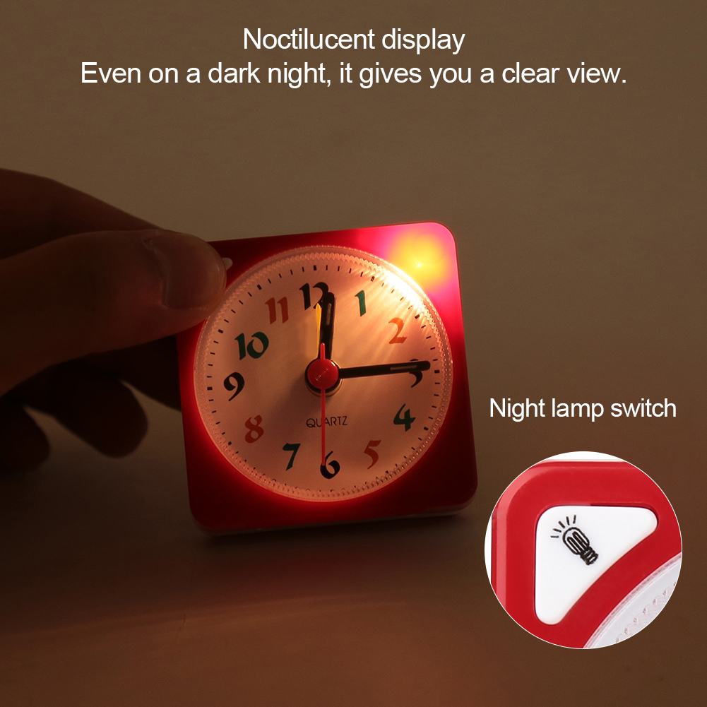 Mini Travel bảng đồng hồ báo thức thạch anh đèn LED với chức năng báo lại hoạt động bằng pin