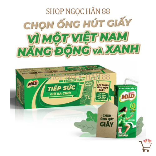 Combo 2 Lốc Sữa Lúa Mạch MiLo Nestle Có Đường (8 hộp x 180ml)