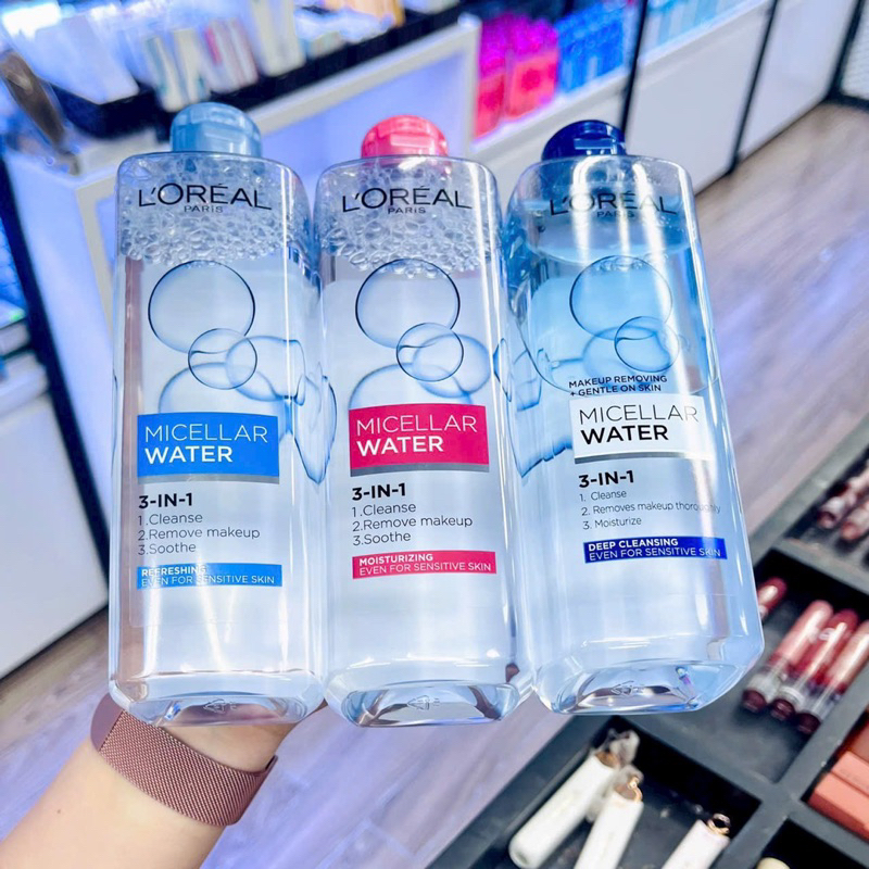 Nước Tẩy Trang L'Oreal Paris 3-in-1 Micellar Water 400ml, Nước tẩy trang Loreal dành cho da dầu, da khô
