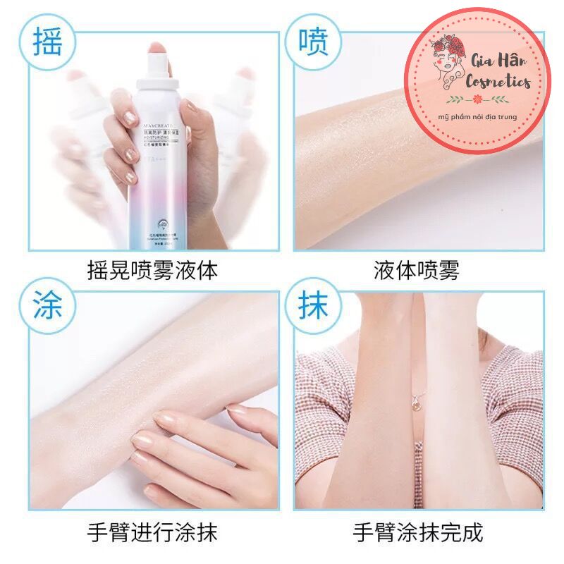 Xịt chống nắng makeup nâng tone da maycreate