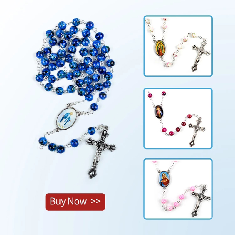 Catholic%20Rosary%20Small%20Size%20Round%20Blue%20Glass%20Beads%20Virgin%20Mary%20Jesus%20Necklace%20XINYAN%20-%20Image%202