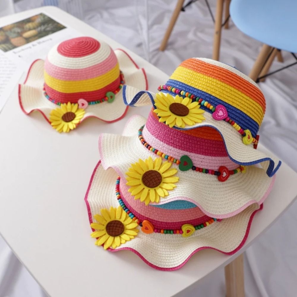 Soft Cute Travel UV Protection Breathable Summer Children Straw Hat Panama Hat Korean Style Girl Cap Sun Visor Hat. 