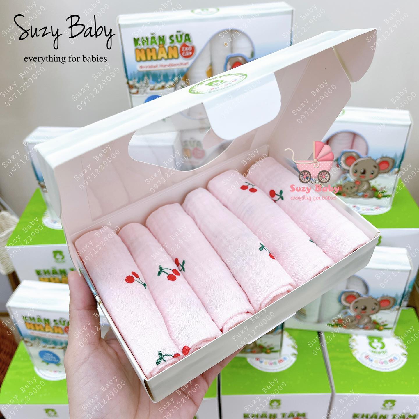 KHĂN SỮA NHĂN MIPBI CAO CẤP ( HỘP 6 CÁI)
