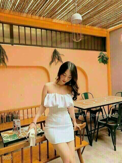 Đầm Trể Vai Xếp Ly (có mút ngực)