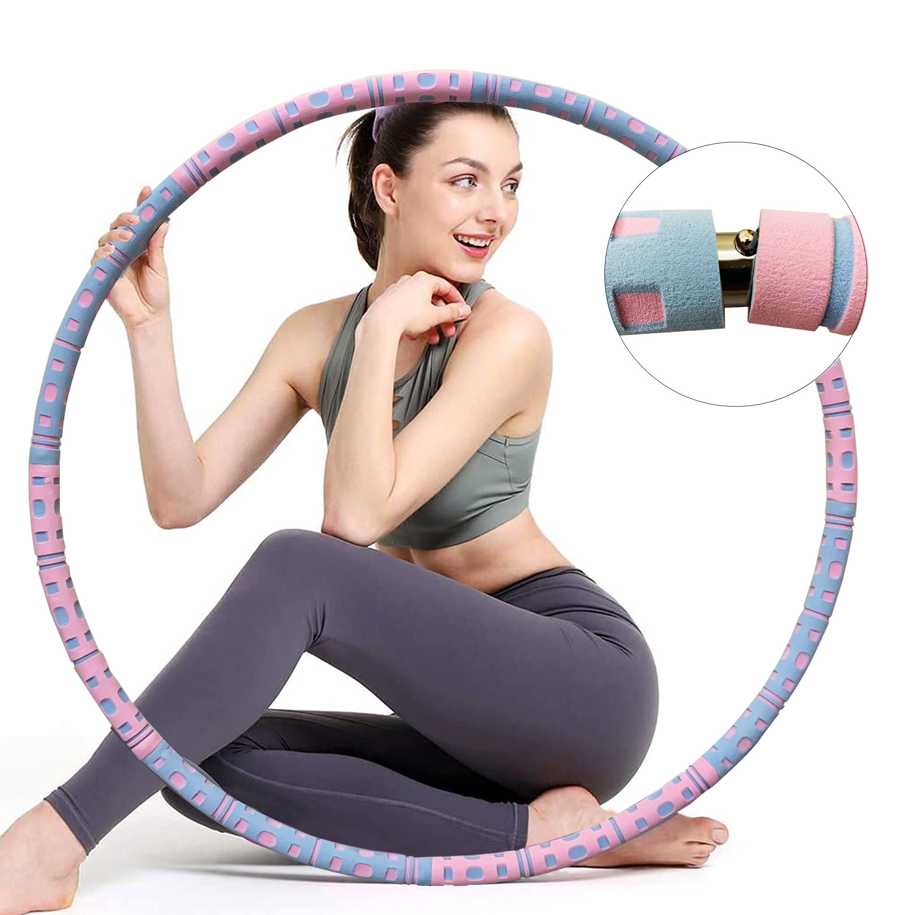 Internal Stainless Steel Wire Female Massage Fat Burning and Fat Elimination Yoga Fitness Exercise Auxiliary Equipment arm Hula Hoops 2 Pieces of Soft Foam 