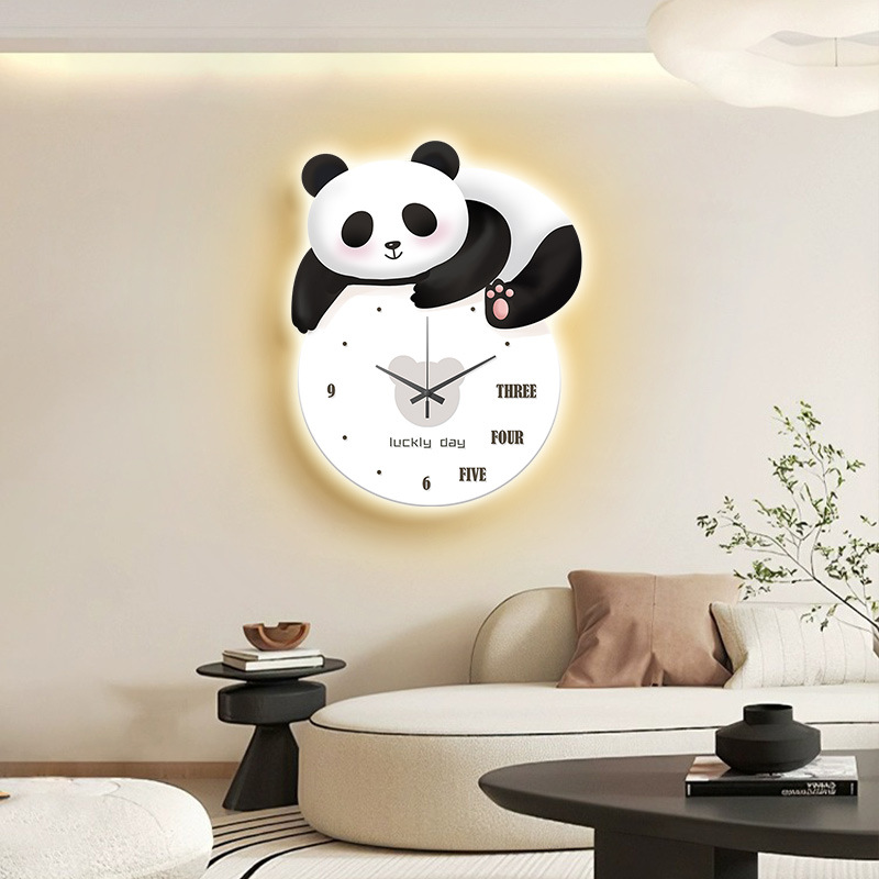JJT [Miễn Phí Vận Chuyển]Đồng hồ treo tường sáng tạo mô hình gấu trúc đồng hồ Đồng hồ treo tường phòng khách hộ gia đình trang trí nhà hàng đồng hồ không đục lỗ đồng hồ treo tường tường đồng hồ treo tường đồng hồ treo tường Đồng hồ treo tường đồng hồ kỹ t