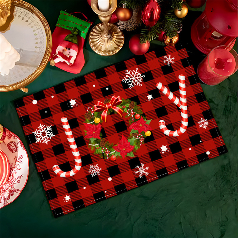 CHIPLY✨Christmas✨32×45cm Reusable Place Mats Placemat Anti Slip Washable Foldable Kitchen Dining Table Pad Christmas Decoration Dining Kitchen