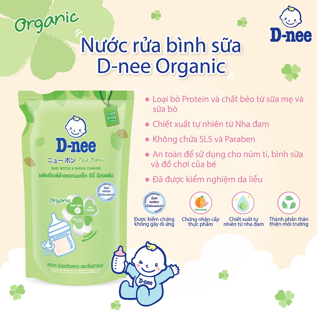 [Freeship] Nước rửa bình sữa Dnee Organic 600ml (dạng chai và bịch) - Sumishop2019