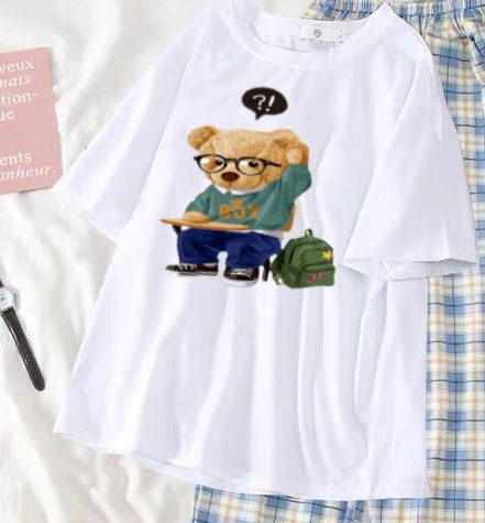 Sét áo gấu boy kèm quần kẻ hình in sắc nét bền đẹp