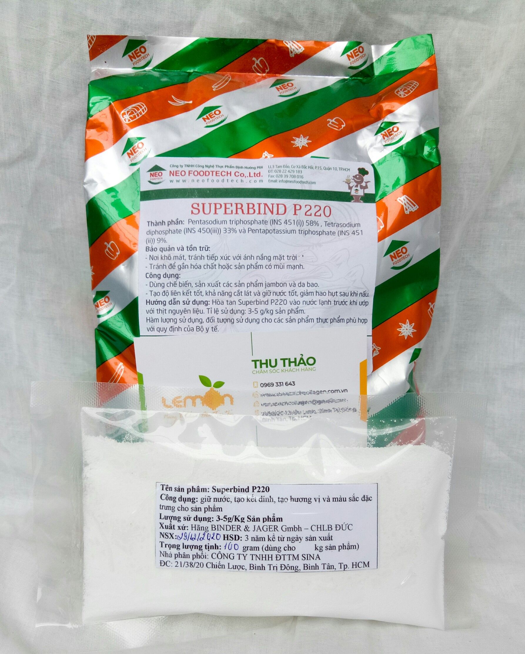 Bột giòn dai, kết dính, giữ nước SUPERBIND P220 dùng cho lạp xưởng, nem nướng, jambon, da bao