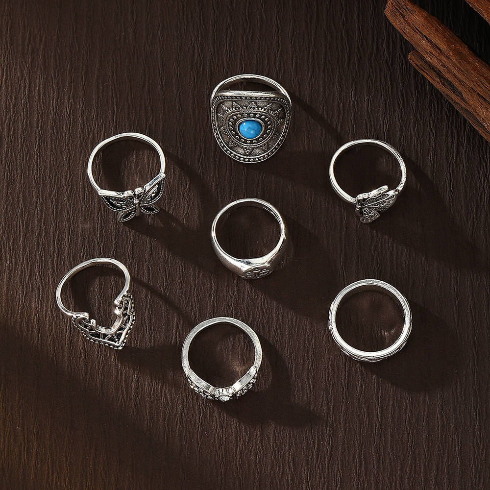 Enacolor%207Pcs/Set%20Retro%20Silver%20Geometric%20Carved%20Butterfly%20Open%20Ring%20Set%20for%20Women,%20Ethnic%20Joint%20Rings%20%20Fashion%20Jewelry%20Accessories%20-%20Image%203