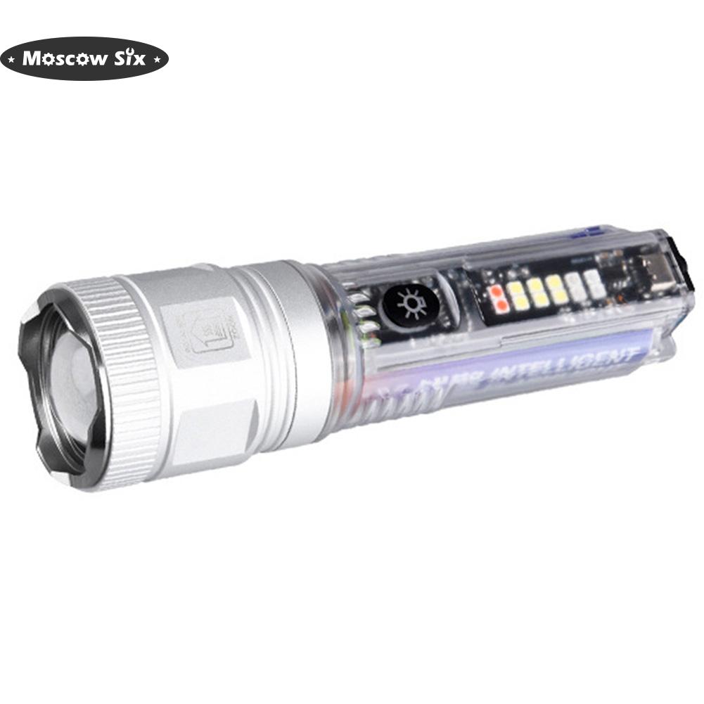 1800mAh Mini LED Flashlight Type-C Solar Rechargeable 200LM Multifunctional Torch Camping Lantern Floodlight