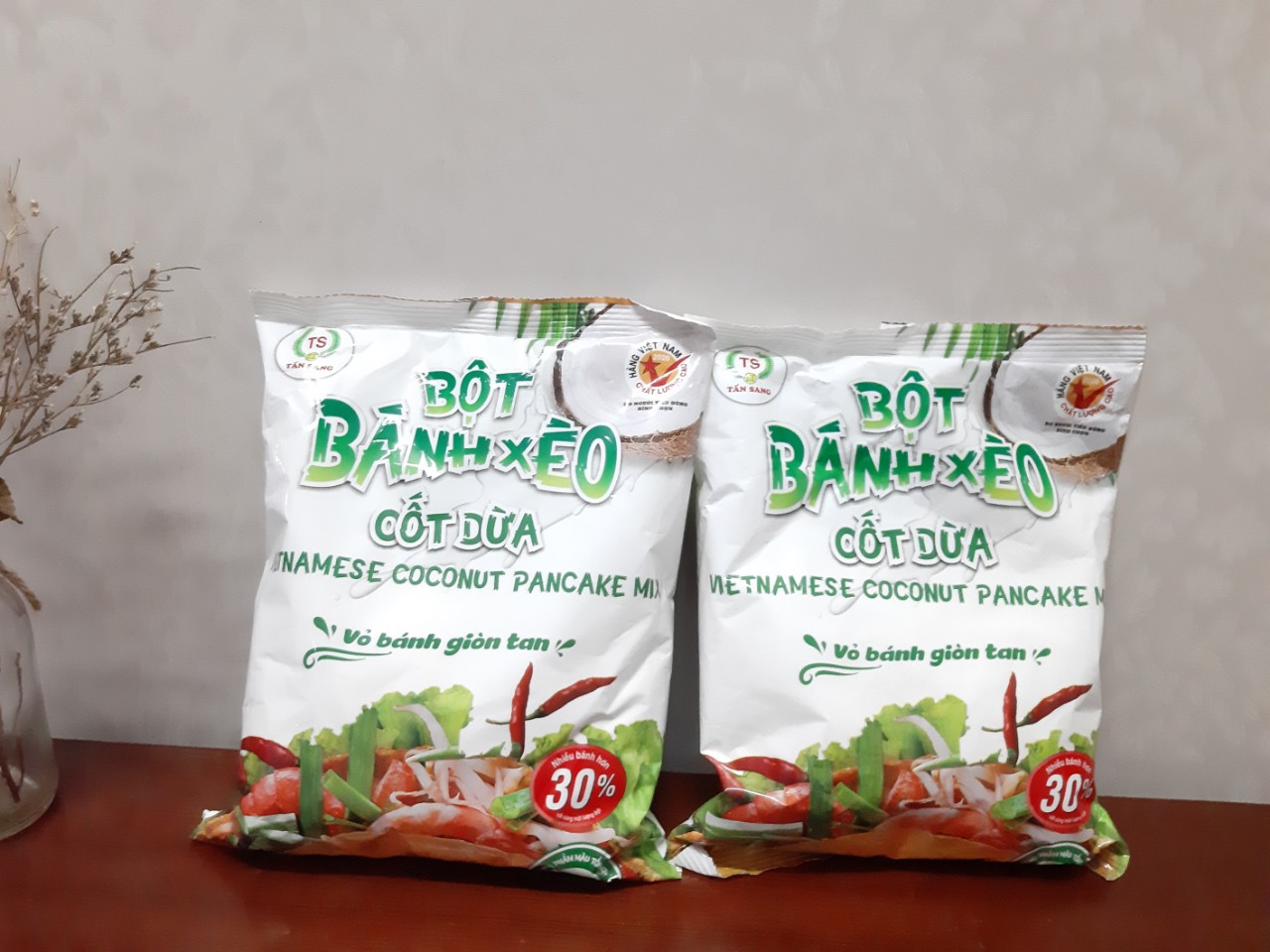 Bột bánh xèo Cốt Dừa thượng hạng Tấn Sang combo 2 gói