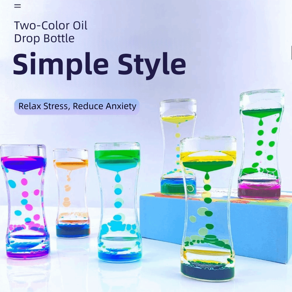 Oil Based Visual Timer Calming Visual Double Colors Oil Hourglass Timer Creative Descending ...