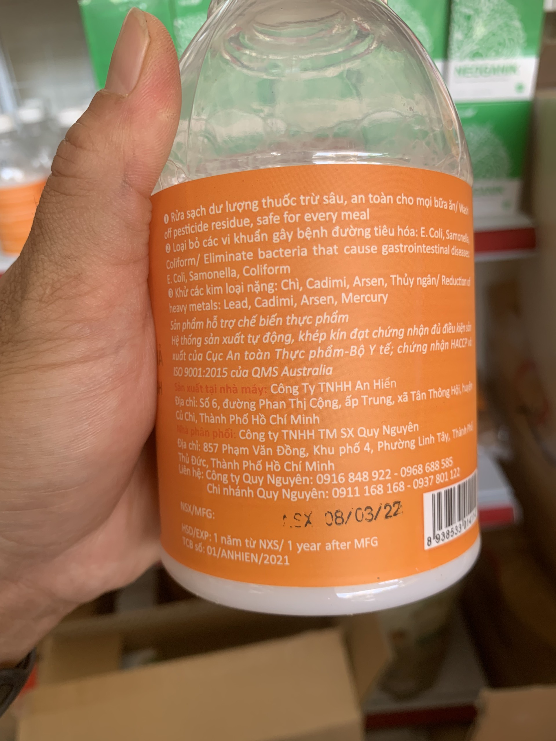 Nước Rửa Rau Củ Quả Thực Phẩm AHOZONE chai 500ml- [Quy Nguyên phân phối]