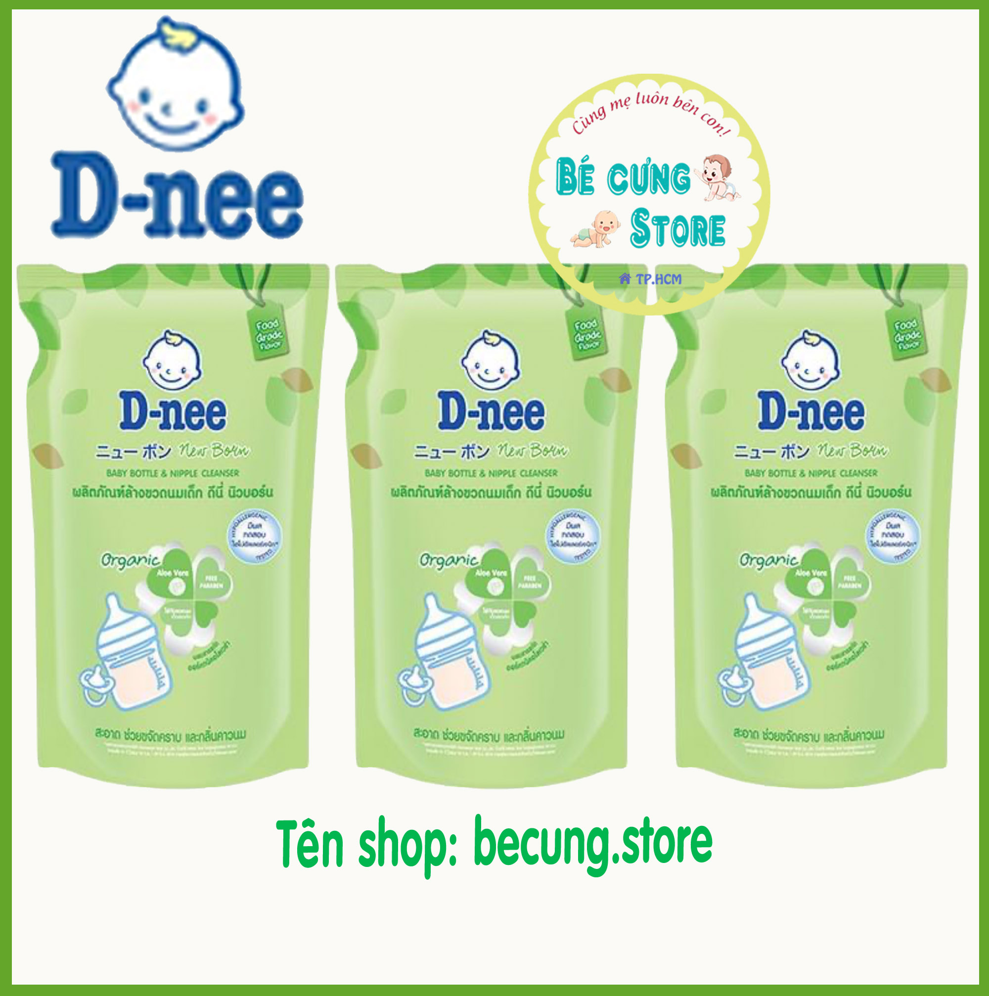 Combo 3 Túi Nước Rửa Bình Sữa Dnee 550ml