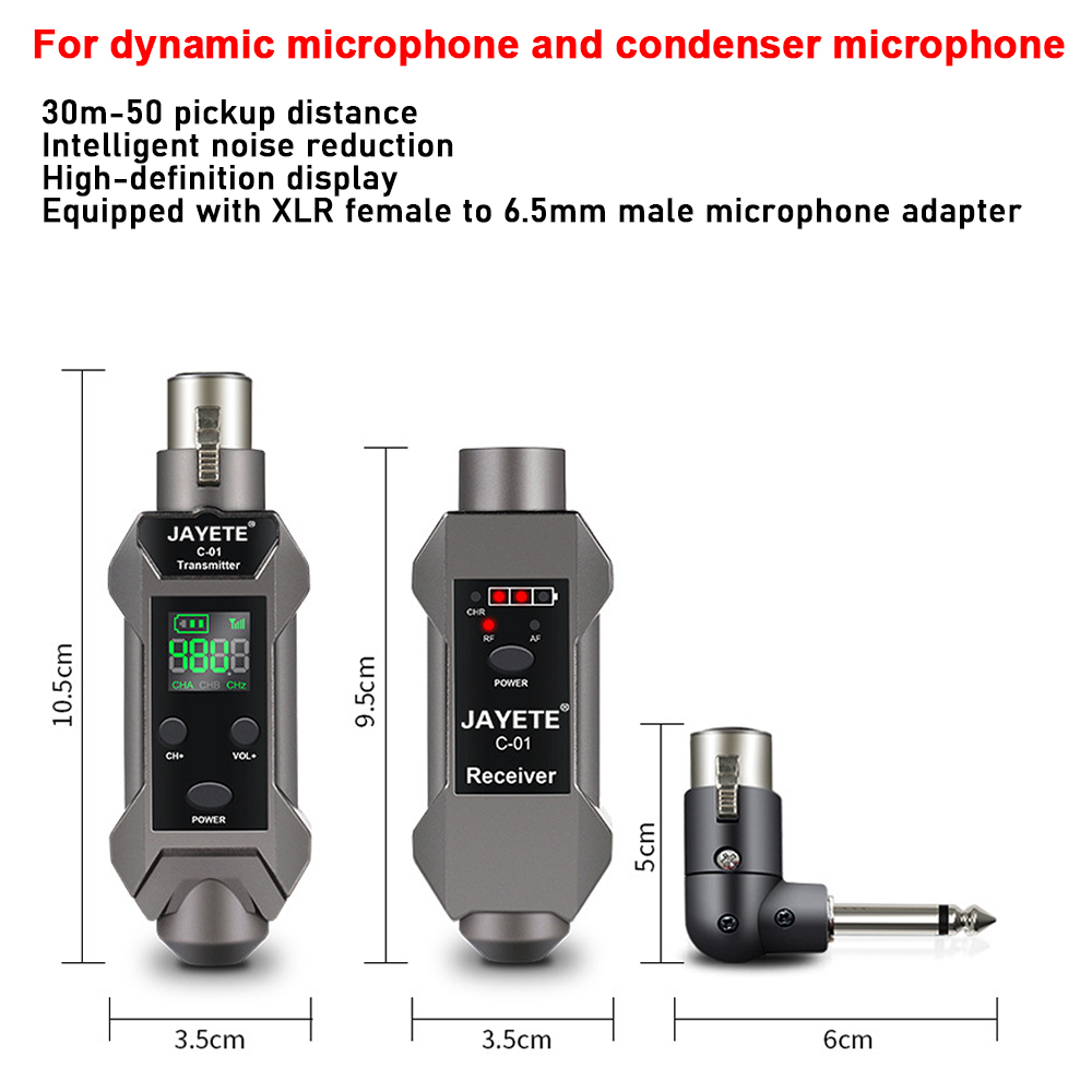 XLR Wireless Microphone Transmitter Receiver Set With HD Display For ...