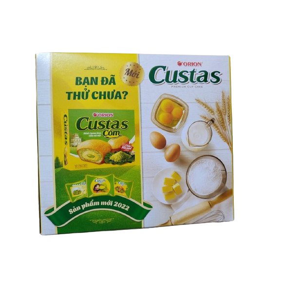 Bánh trứng Custas Orion Nhân Kem/Cốm/Tiramisu/Custas Đào mới