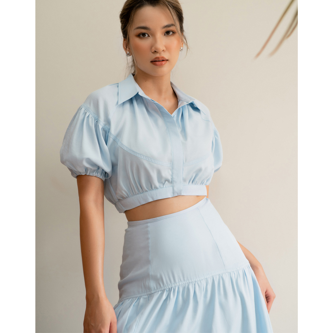 Des Fleurs - Áo Beverly Button-up Cropped top