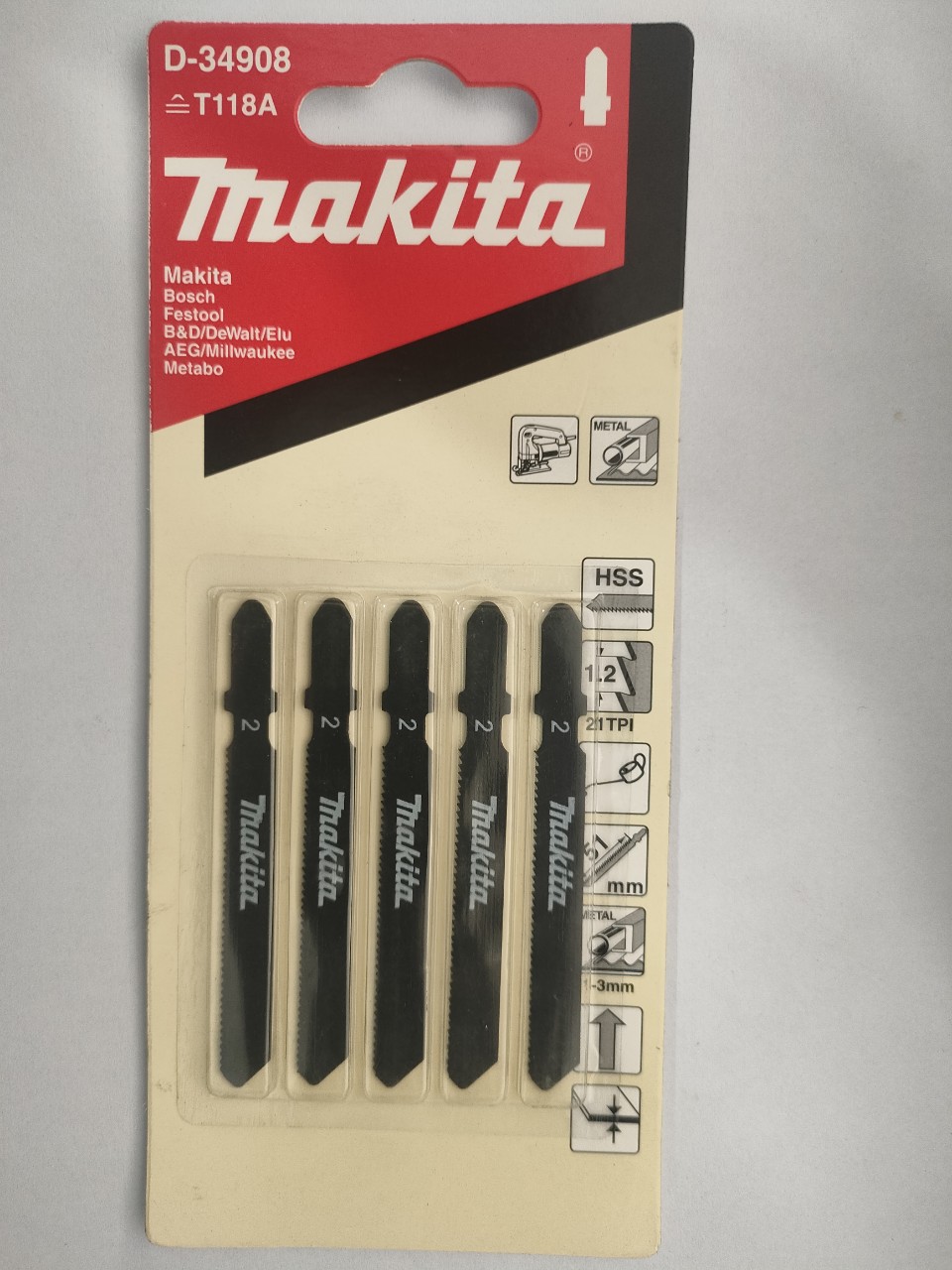 Chính hãng - bộ 5 lưỡi cưa lọng cắt kim loại t118a makita d-34908