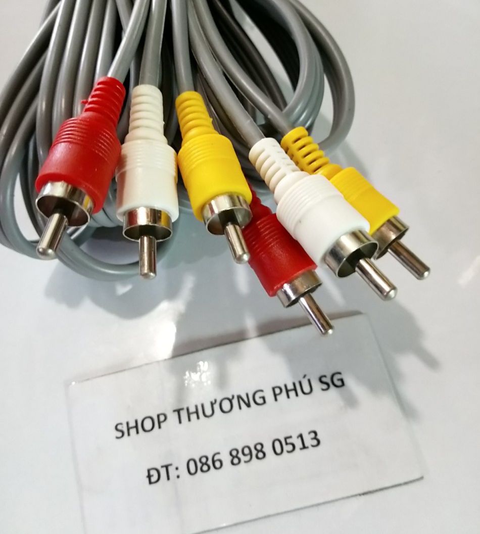 [HCM]Cáp âm thanh AV: 6 đầu AV - Hoa sen: - Cáp dài 5M