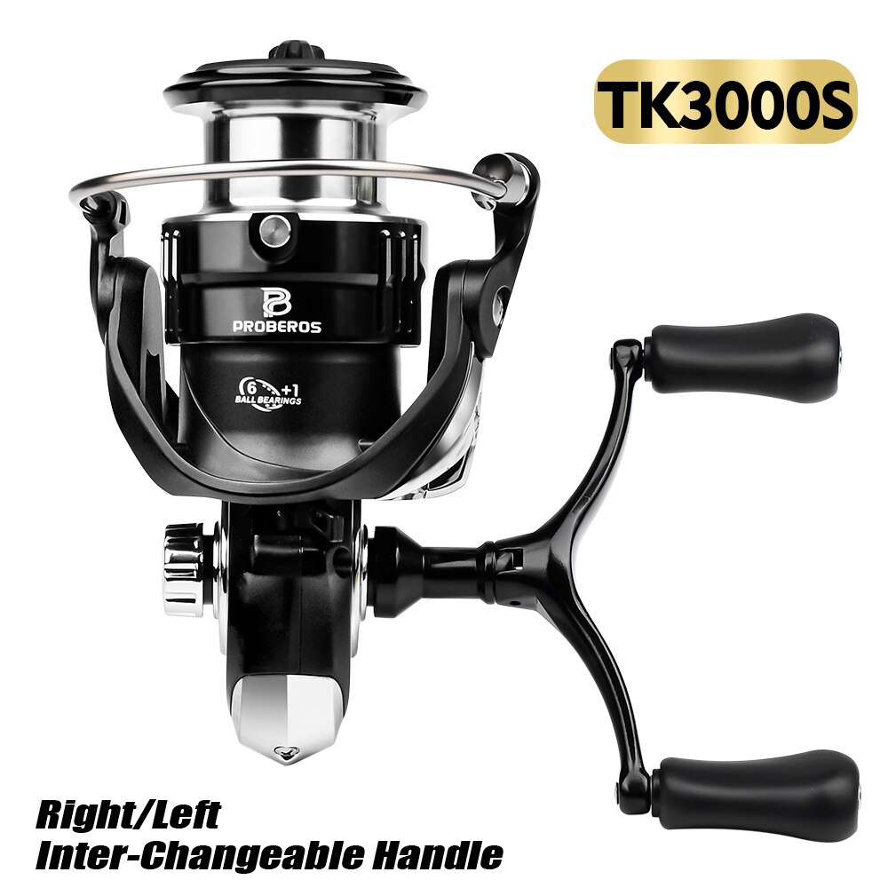 Proberos Fishing Reels Spinning Reel With Line Right Left Interchangeable  Handle Saltwater Freshwater Carp Fishing Wheel