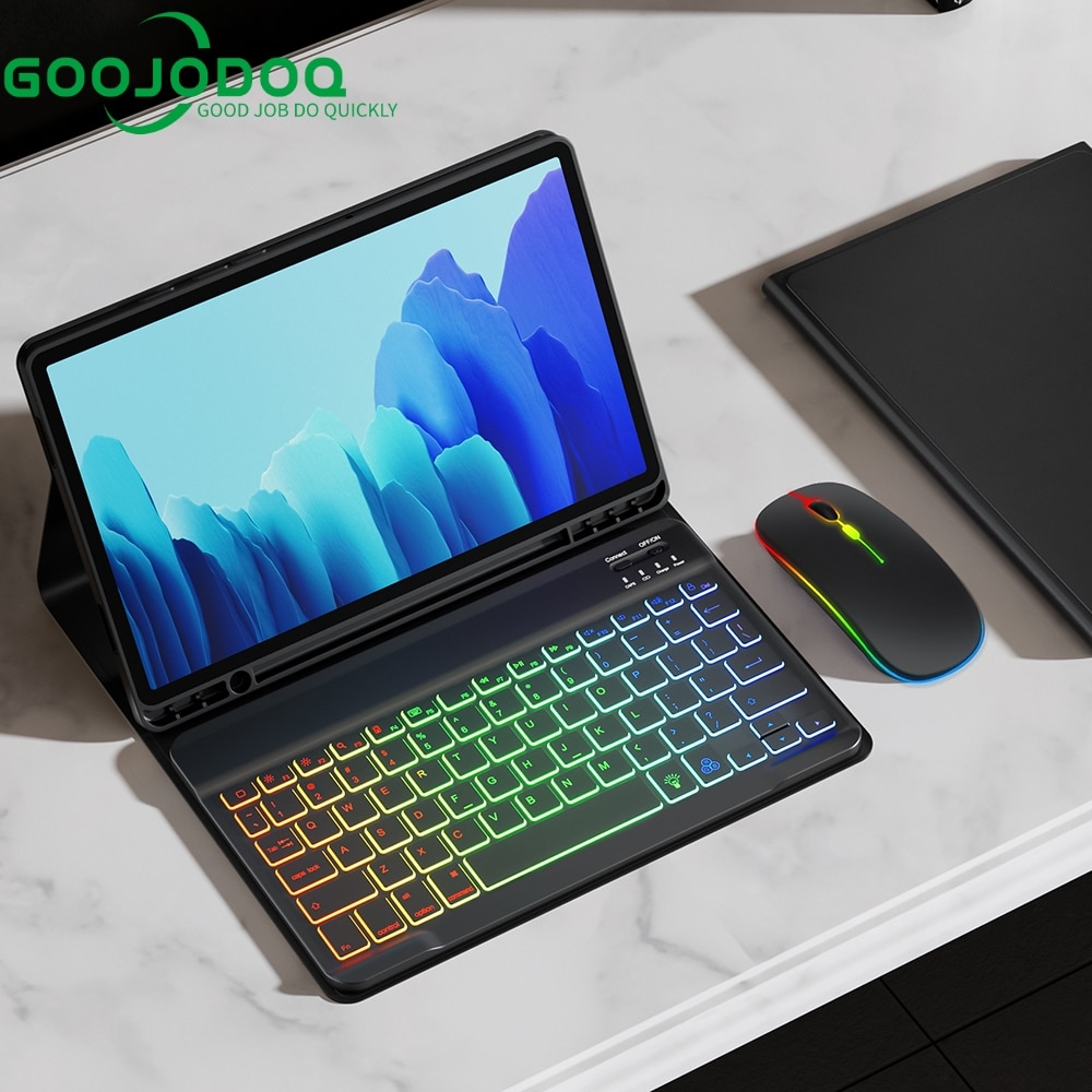 Funda For Samsung Galaxy Tab S7 Fe Case Keyboard For Samsung Tab S6 Lite Case Rainbow Keyboard Mouse For Samsung Tab S7 S8 Case