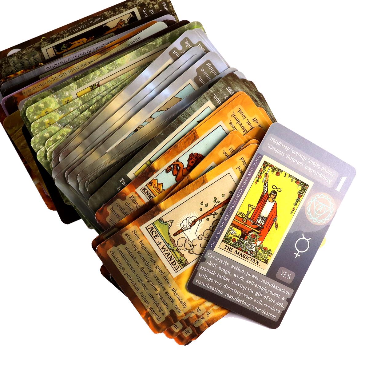 Beginner Tarot Cards with Meaning on It, Keyword Tarot Deck, Learning Tarot, Chakra, Zodiac Poker Size Tarot Deck