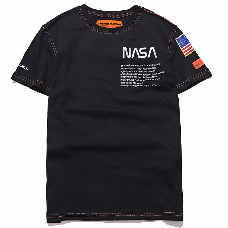 HERON PRESTON NASA Couples Cotton T-Shirts Classic Logo Short