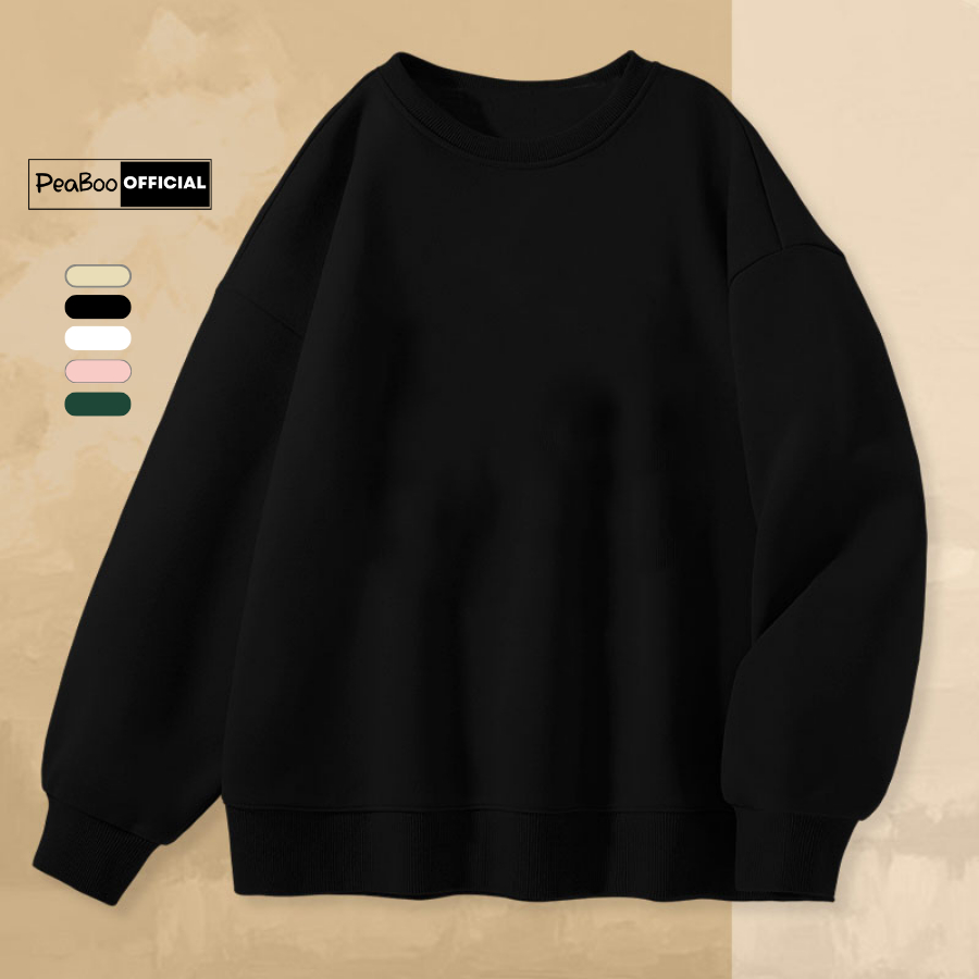  Áo Sweater Hoa Hồng Nam Nữ By PEABOO Unisex Chất Nỉ Lót Bông Form Rộng 