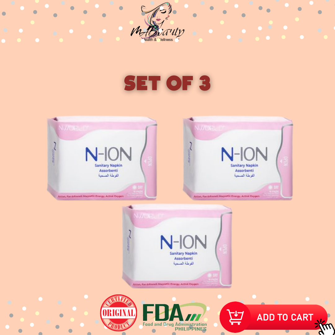 Nworld NIon Sanitary Napkin Day Pad 3packs NEGATIVE ION Napkins (100