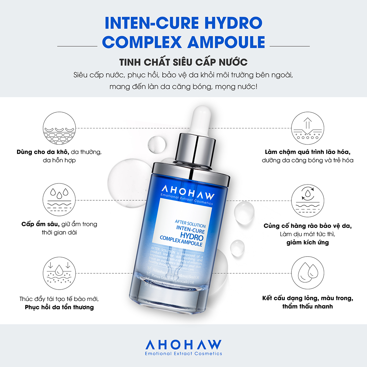 Tinh chất cấp ẩm - phục hồi cho làn da khô Inten Cure Hydro Complex Ampoule (50 ml - 150 ml)