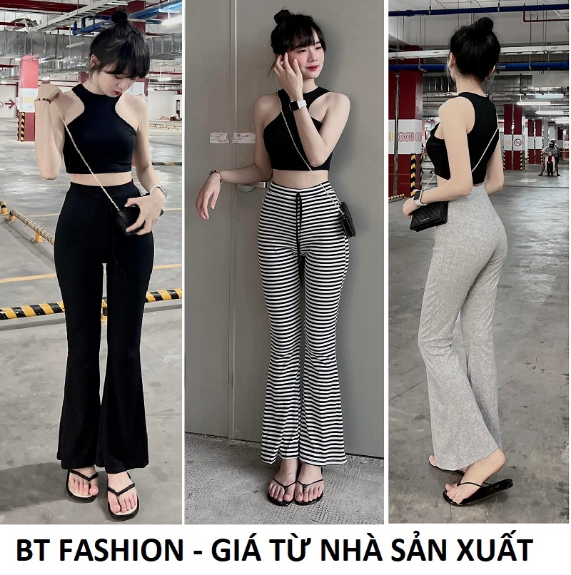 Quần Dài Thun Ôm Lưng Cạp Cao, Ống Loe HOT - BT Fashion (JE01) + Video, Hình Thật