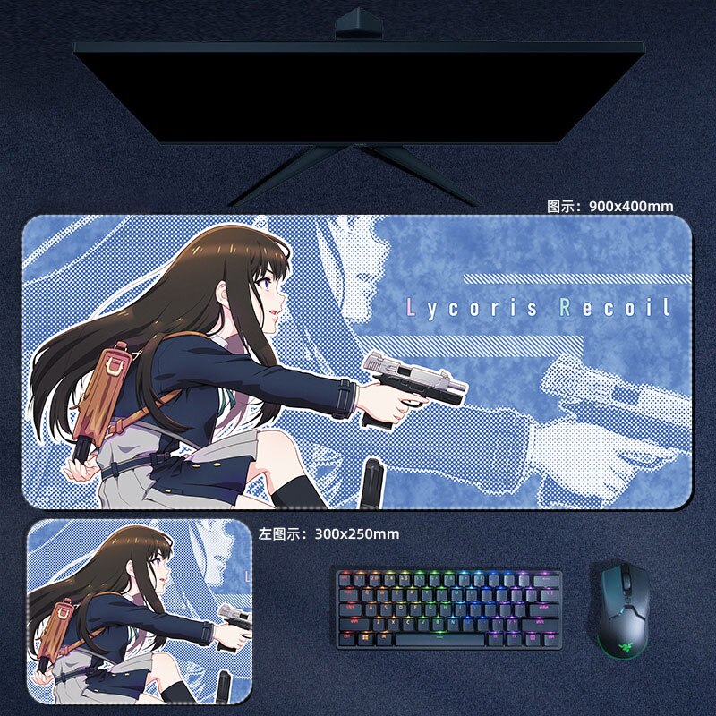 Anime Lycoris Recoil Mouse Pad Inoue Takina Nishikigi Chisato XXL Mousepad Computer Keyboard Padding Manga Accessories Desk Mat