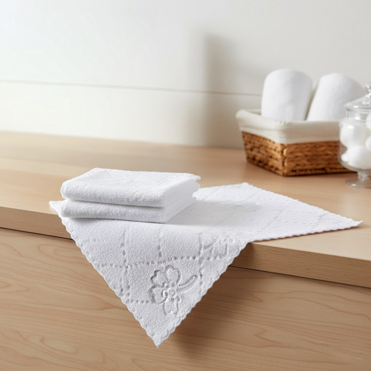 ছোট সাদা রঙের নরম রুমাল বা পকেট রুমাল (2 পিস) - towel