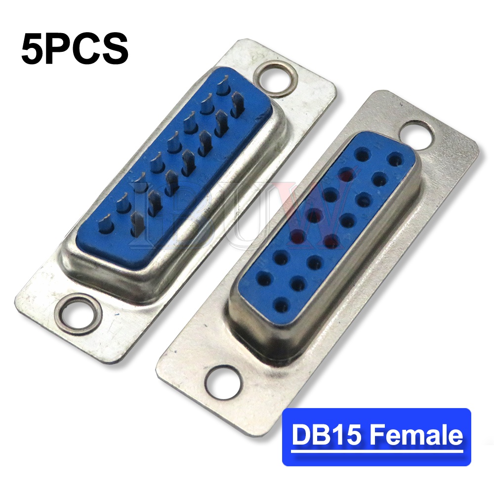 5pcs db9 adapter connector core rs232 serial com plug connectors hole/pin db15 female male port socket d sub dp9 plastic case