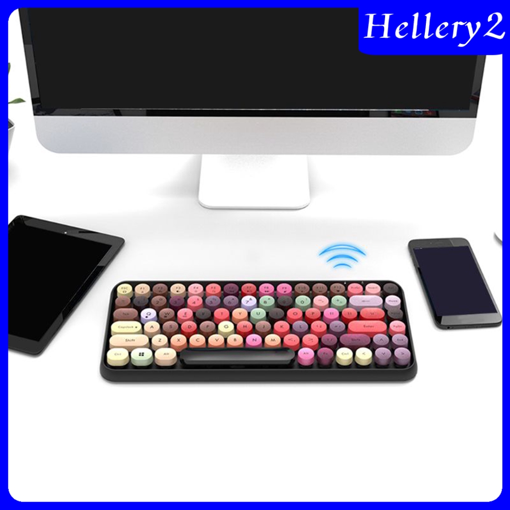 Ajazz Wireless Bluetooth Keyboard Compact Retro Round Keycaps 84-Keys Auto Sleep