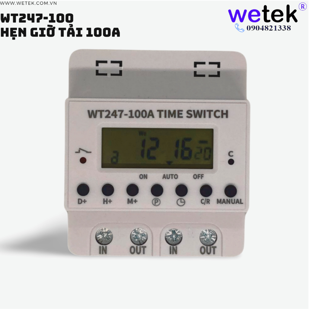 Timer công tắc hẹn giờ tải 100A siêu lớn WT247-100A BH12T