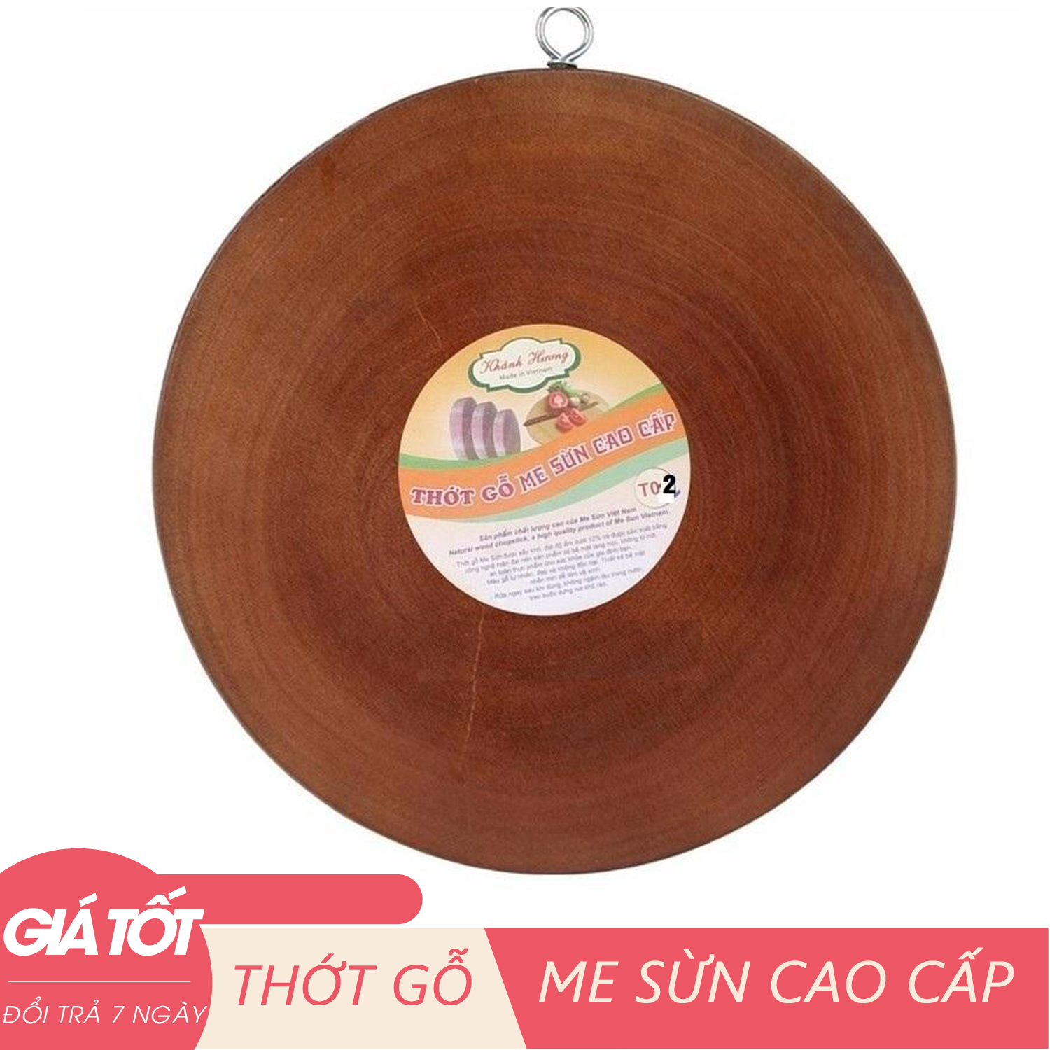 Thớt gỗ me sừn cao cấp size 26cm dày 2cm