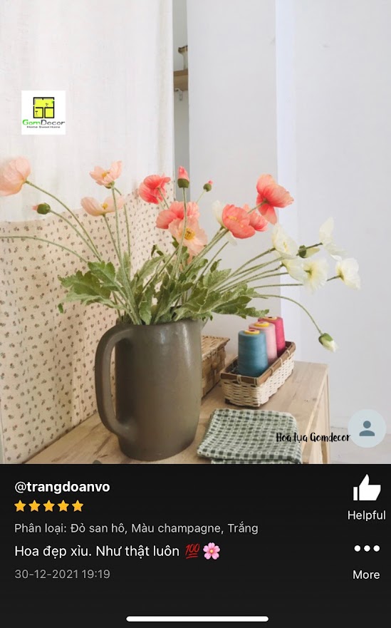 Hoa poppy giả hoa lụa đẹp cao cấp