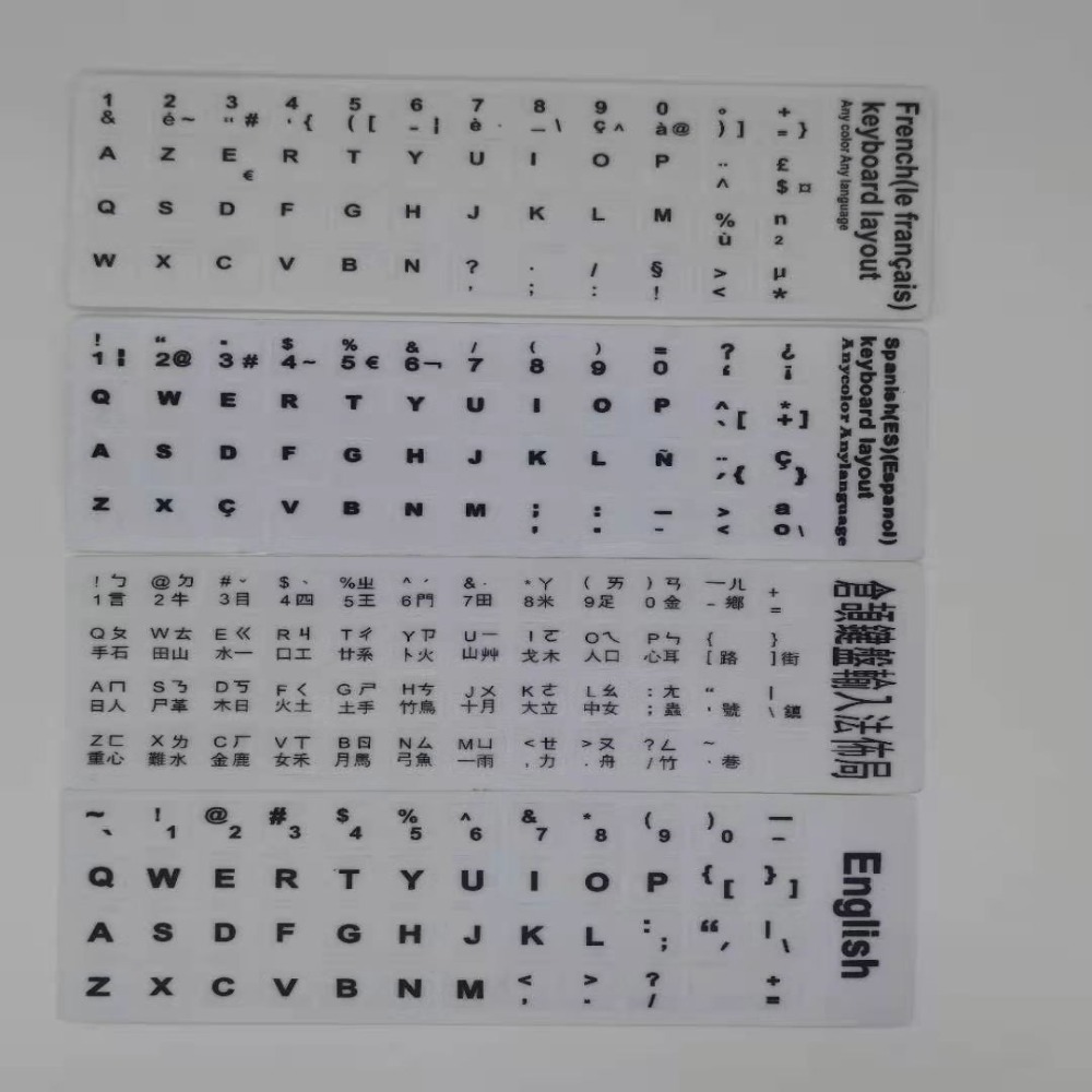Laptop PC English Spanish Deutsch Keyboard Decal Alphabet Button Layout Letter Protective Film Keyboard. 