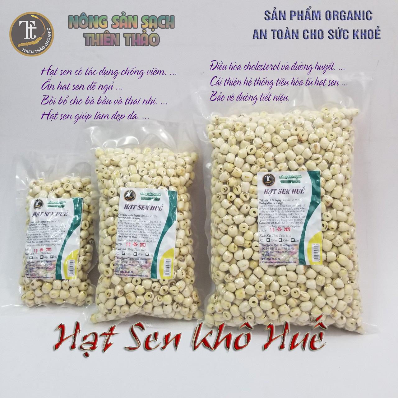 1kg hạt sen khô Huế loại 1 Thiên Thảo Organic