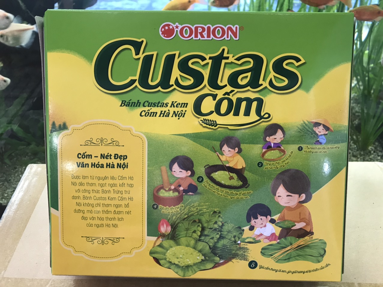 Bánh Custas Orion Kem Cốm Hà Nội Phiên Bản Cốm Sen (Hộp 12 cái)