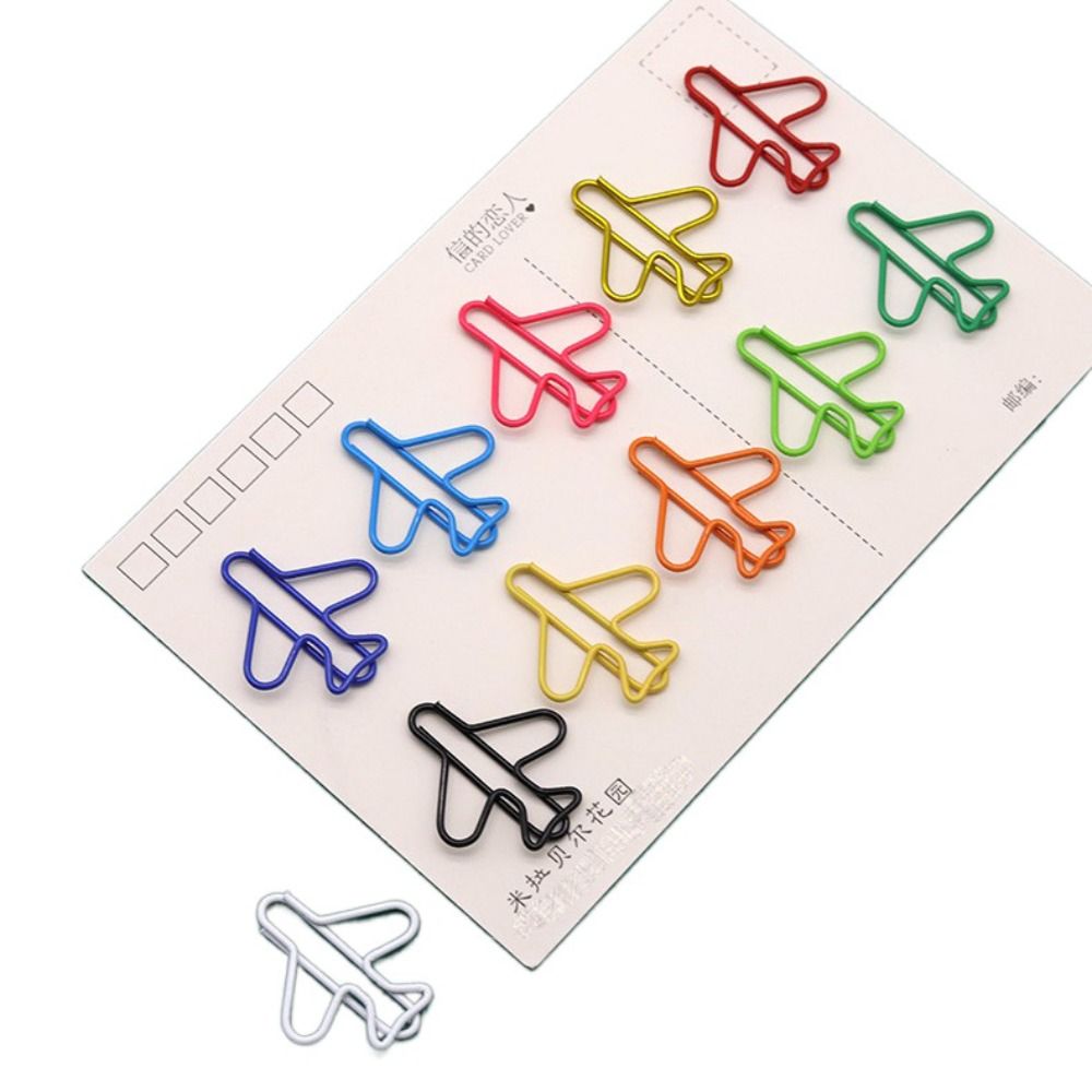 10pcs File Folders Metal Memo Airplane Paper Clip Index Bookmark Clip ...