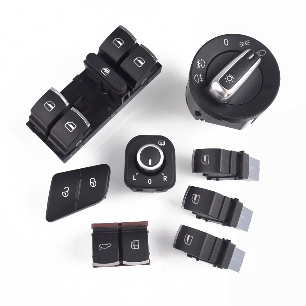 “：》{ —— 8Pcs/Lot Window Headlight Mirror Tailgate Fuel Door Control Switch Button For VW Passat B6 3C0962125B 5ND959565B 5ND941431A